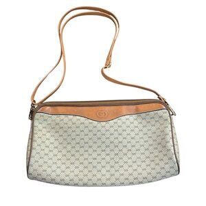 Vintage 90s Gucci Crossbody Bag GG Micro Monogram Canvas Brown Leather Authentic